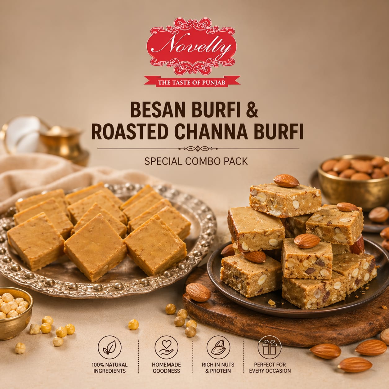 Besan Burfi and Roasted Chana Barfi Combo Pack
