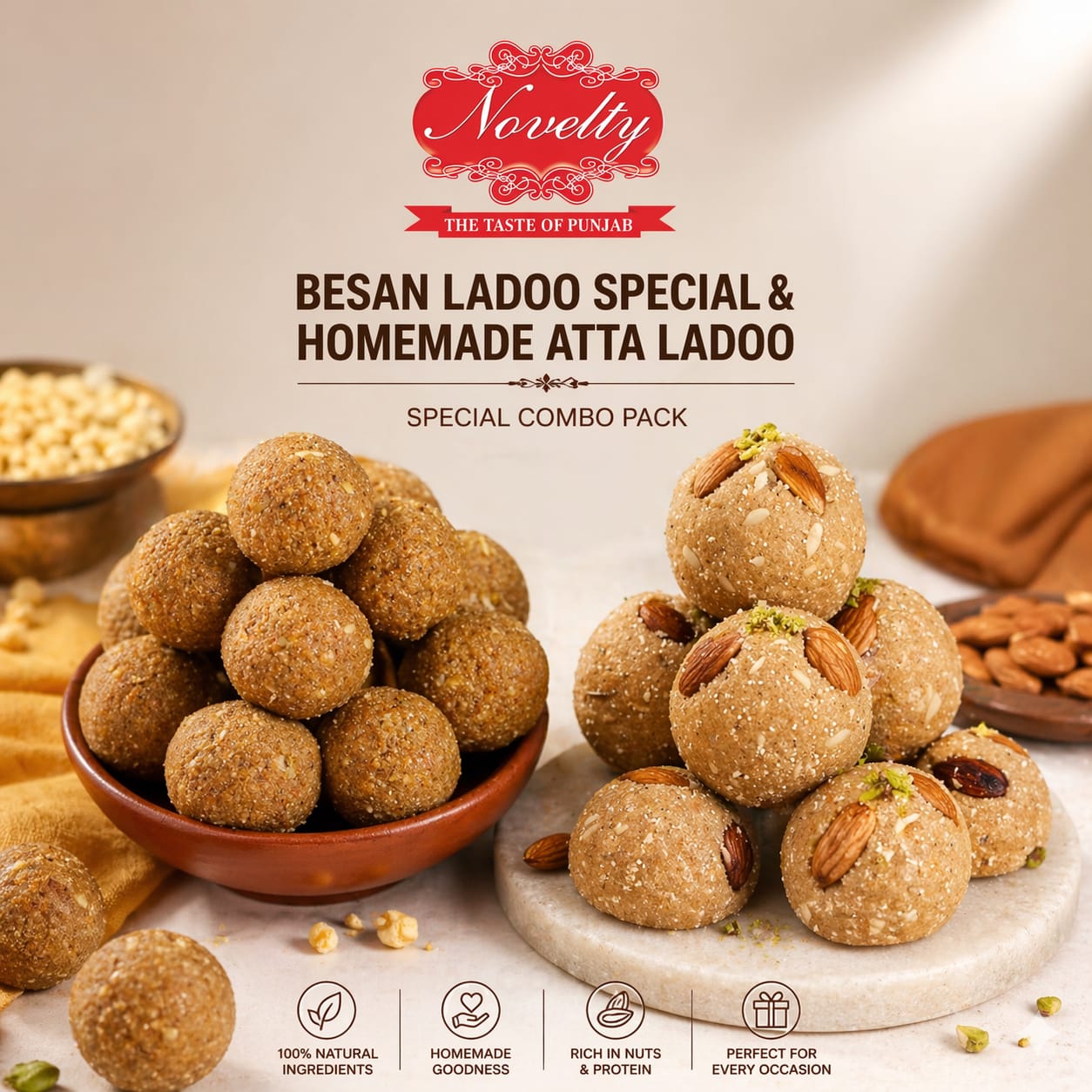 Besan Ladoo and Atta Ladoo Combo Pack